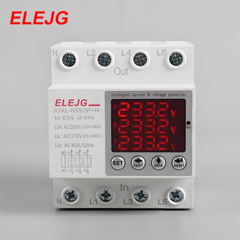3-фазный 4-проводной защитный автомат тока и напряжения JGXL-63S-5